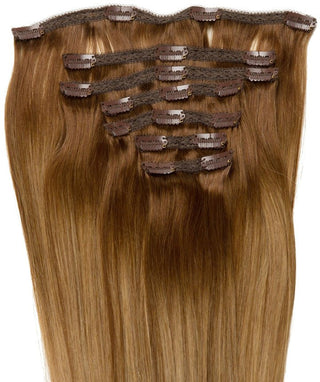 AQUA HAIR EXTENSIONS-#4/12 Duo Tone - Straight Clip-in-20"